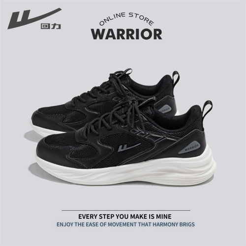 Warrior/Pullback Sports Shoes Men's  Mesh Breathable Couple Versatile Lightweight Thick-soled Running White Shoes