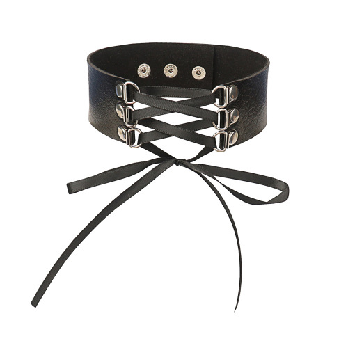 European and American simple and personalized exaggerated jewelry, retro punk sexy and fun bondage bundled PU leather choker collar