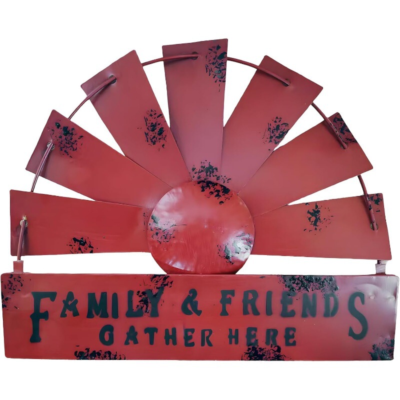 Cross-Border Metal Windmill Wall Decoration Gallery Wall Hangings Retro Country Home Decoration Sculpture Art Pendants