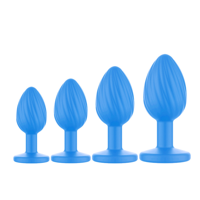Silicone Ribbed Anal Plug with Jeweled Base, Body-Safe Fetish Toy — detail image 2