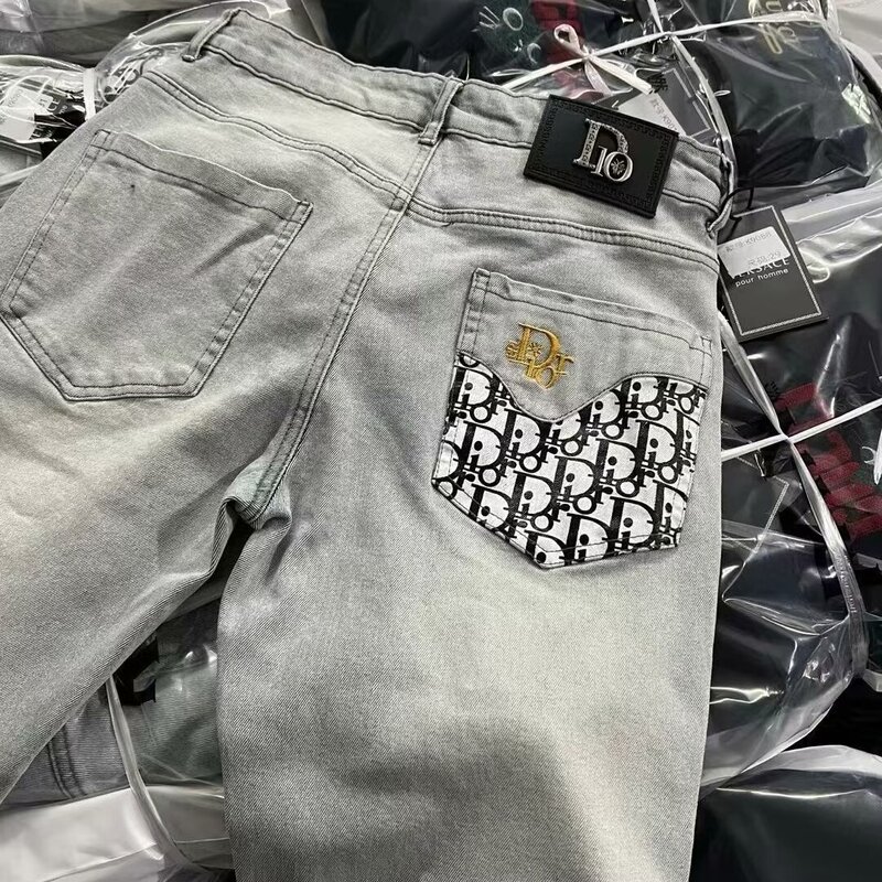 Trendy Cross-Border Jeans, European and American Fashion Brand Jeans for Men, Slim Fit Straight-Leg Stretch Casual Trendy Long Pants Trendy Cross-Border Jeans, European and American Fashion Brand Jeans for Men, Slim Fit Straight-Leg Stretch Casual Trendy Long Pants
