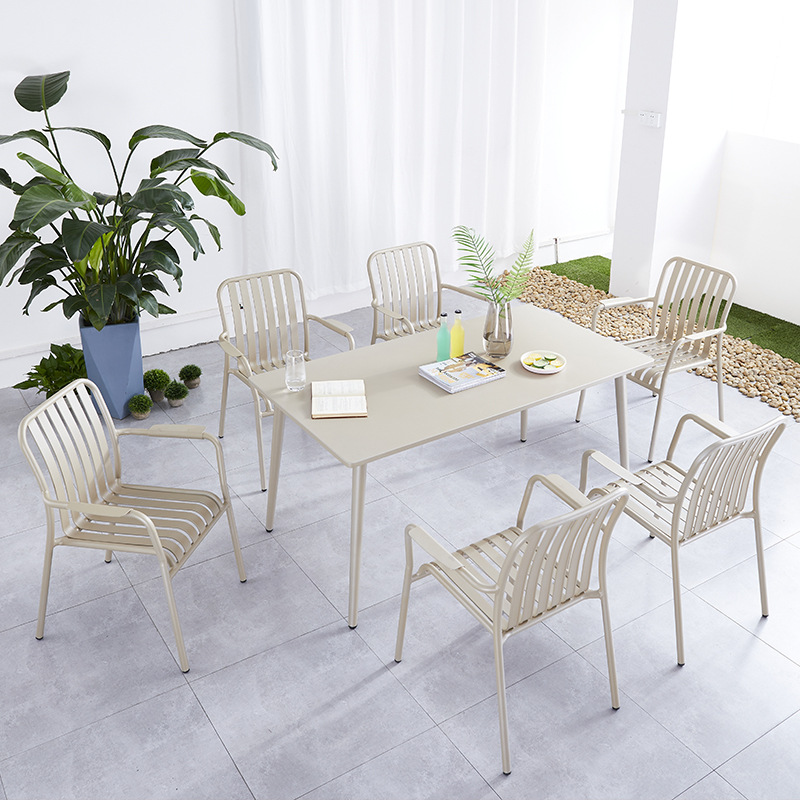 Mesa y silla al aire libre patio terraza al aire libre terraza villa jardín impermeable protección solar aleación de aluminio set mesa de té silla