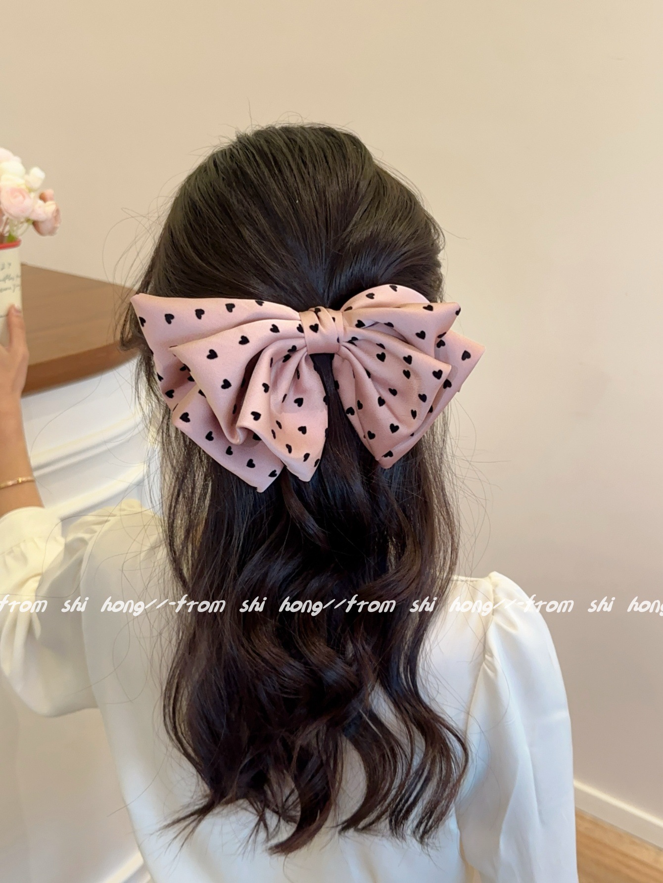 38g Weight Hair Clip Hair Accessories Type 1 Piece Quantity Daily Occasion Cloth Material Heart Shape, Bow Knot Pattern All Seasons Season Women's Gender IG Style, Sweet Style IG Style Sweet Women's Heart Shape Bow Knot Cloth Hair Clip 6