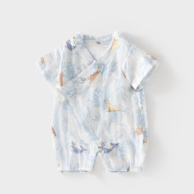 婴儿夏季短袖连体衣宝宝夏款超薄纱布纯棉哈衣儿童空调服新生爬服