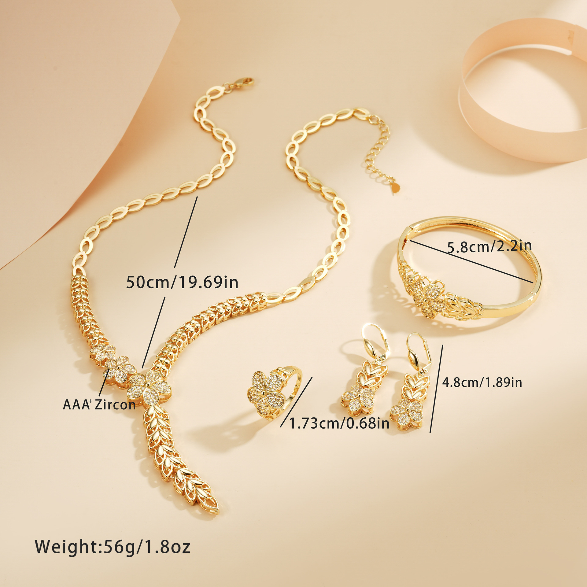 Juegos de joyería transfronterizos de moda europea y americana de fiesta de cena de zircon accesorios pendientes de clavículas joyería de alta gama conjunto de cuatro piezas image 4