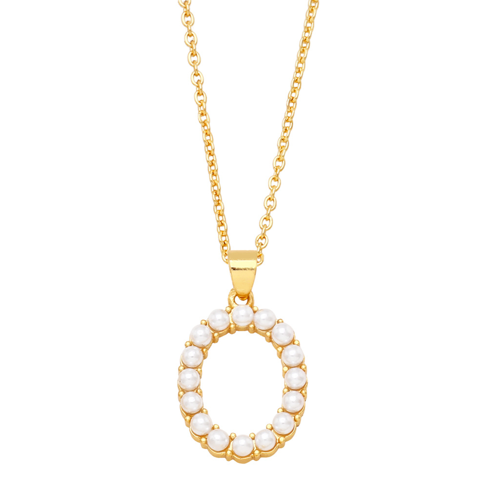 Women'S Gender Fashion Letter Imitation Pearl Copper Plating Pendant Necklace 1 Piece