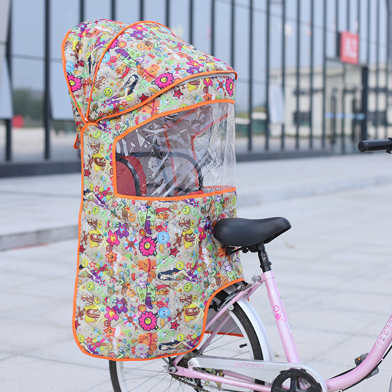 Diàndòngchē – Child seat shed Rear Electric Vehicle - waterproof-thickened-cottoncartoon-flower-canopy-seat-not-included