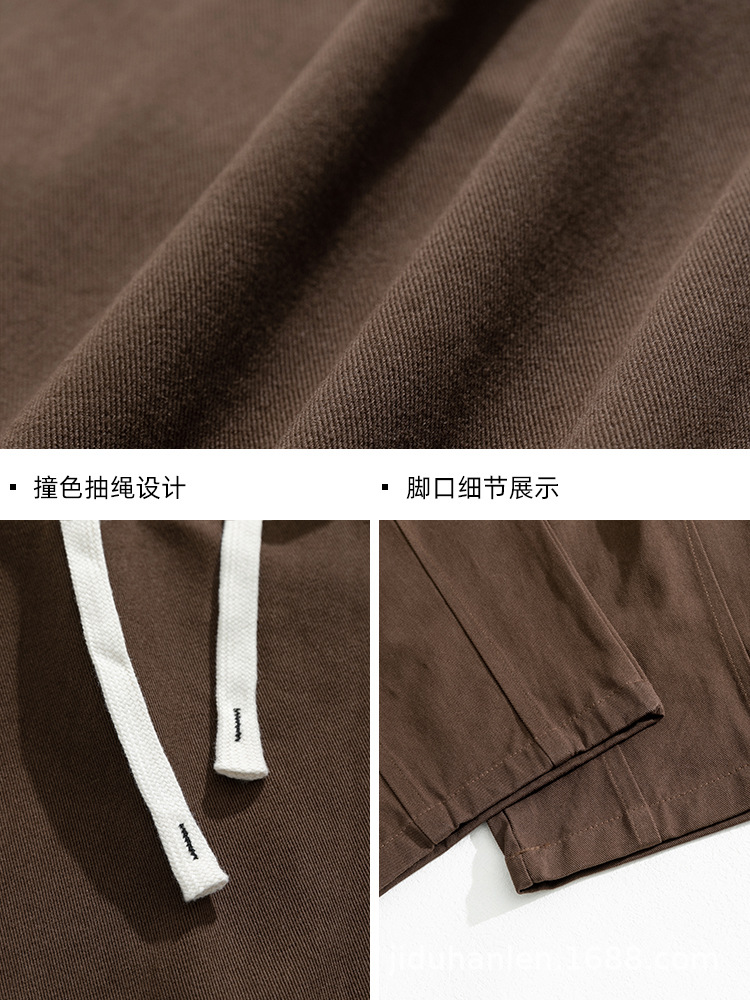 Pantalones casuales sueltos lavados en arena retro japoneses, estilo de primavera para hombres, marca de moda, diseño plisado tridimensional de todo fósforo más pantalones de terciopelo