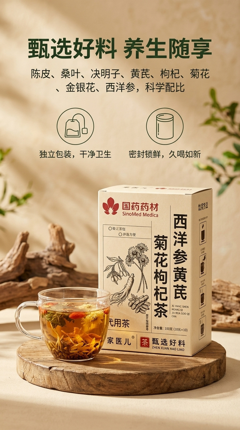 American Ginseng Astragalus Chrysanthemum Goji Cassia Herbal Tea 100g 10 Teabags preparation