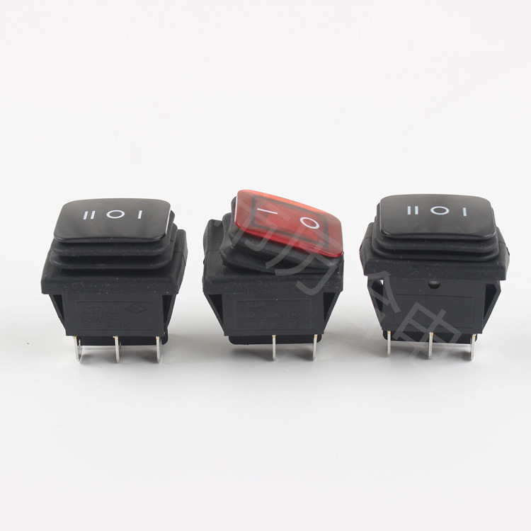 供应KCD4防尘开关31*25红色四脚带灯翘板开关六脚三档船型开关
