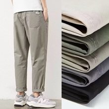 男士九分裤子新款春秋工装直筒宽松锤形纯棉休闲裤男潮流百搭