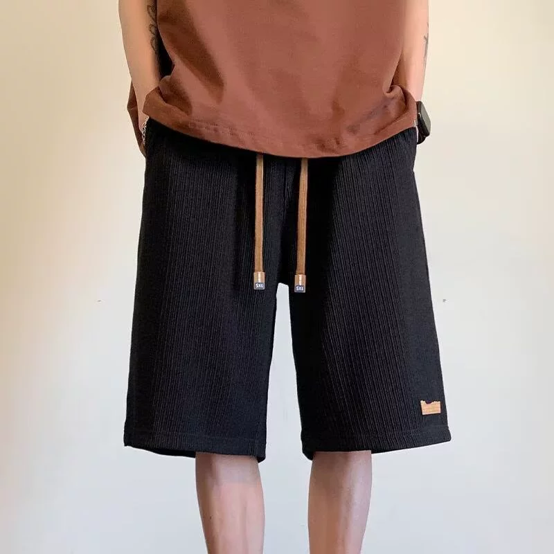 Американские повседневные шорты с эластичной резинкой на талии, мужские летние модные брендовые свободные универсальные прямые брюки с пятью точками