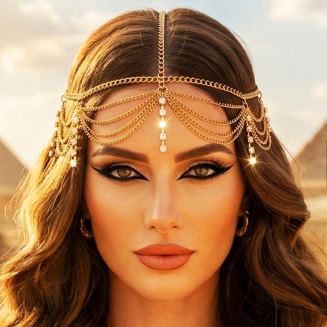 European and American fashion: various diamond-embellished chain leaf multi-layer tassel headbands, hairbands, head hoops, personalized hair chains, and water drop hair accessories