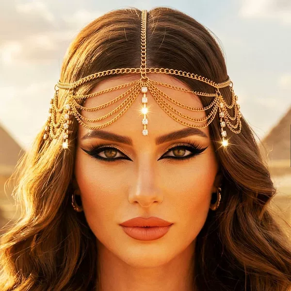 European and American fashion: various diamond-embellished chain leaf multi-layer tassel headbands, hairbands, head hoops, personalized hair chains, and water drop hair accessories