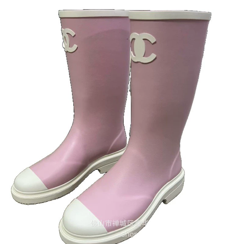 Модные универсальные нескользящие ботинки на платформе, стиль Chanel, середина голени