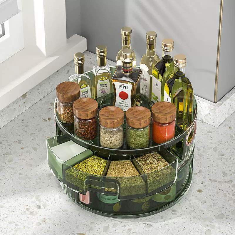 Вращающаяся полка для хранения кухонных приправ, многофункциональный поднос для приправ, бытовая столешница, стеллаж для хранения бутылок масла, соли, соуса, уксуса