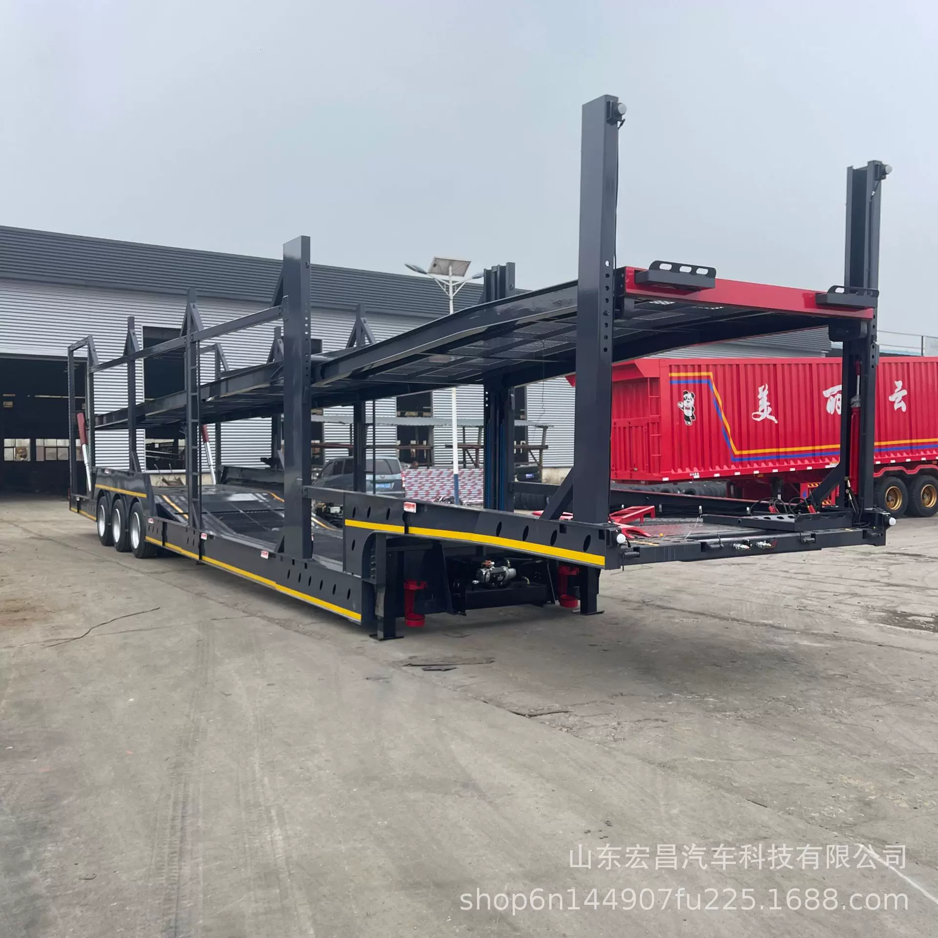 工厂定制8位轿运半挂车笼式车车辆运输车乘用车转运境外供应非洲