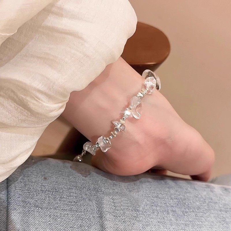纯白冰块！轻奢小众碎银子手链女小众设计时尚感串珠手串百搭手饰|undefined
