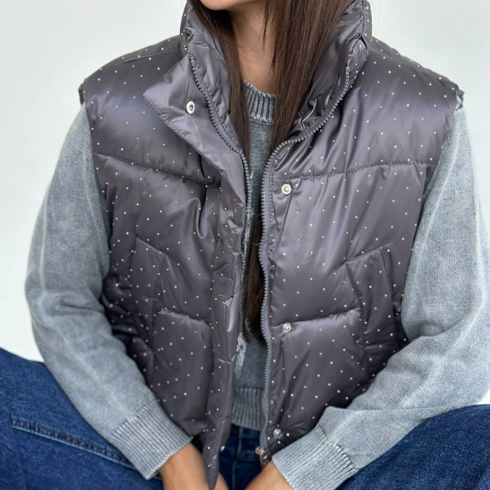 Women's Clothing Cotton vest women 2024 spring and autumn new style stand up collar thickened loose short diamond sleeveless vest jacket_ecoleips.com