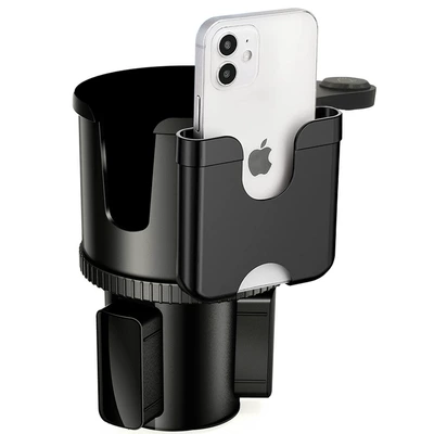 Upgraded Large Cup Car Water Cup Holder Two-In-One Multi-Function Car Cup Holder Mobile Phone Holder Base Retractable and Rotating (Car cup holder/beverage holder) - black-134134175cm