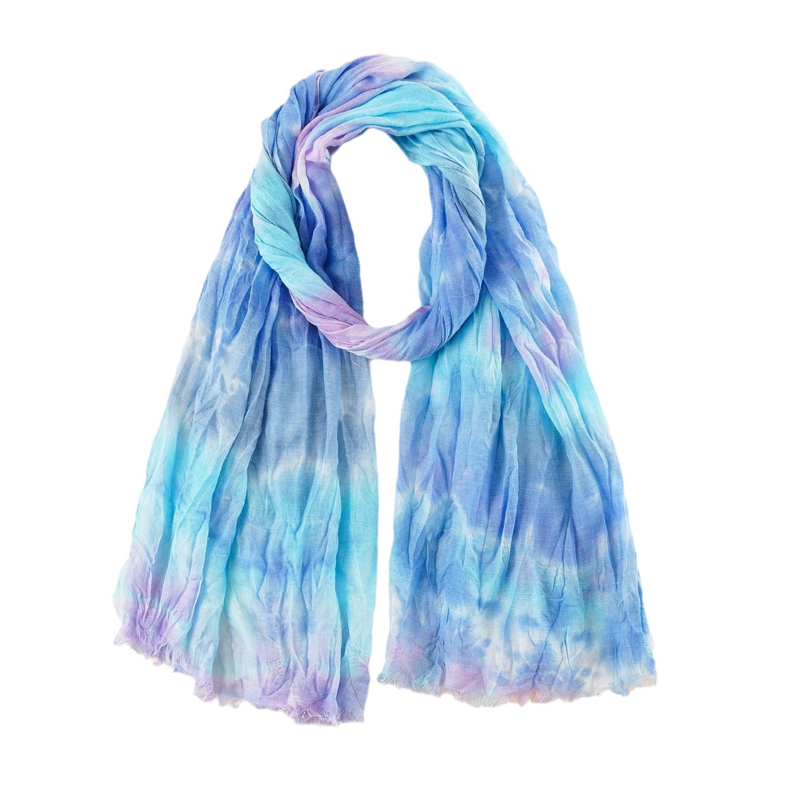 Bufanda de algodón y lino con estampado tie-dye, estilo femenino y elegante, para mujer, novedad de otoño e invierno 2024, bufanda fina para todas las estaciones.