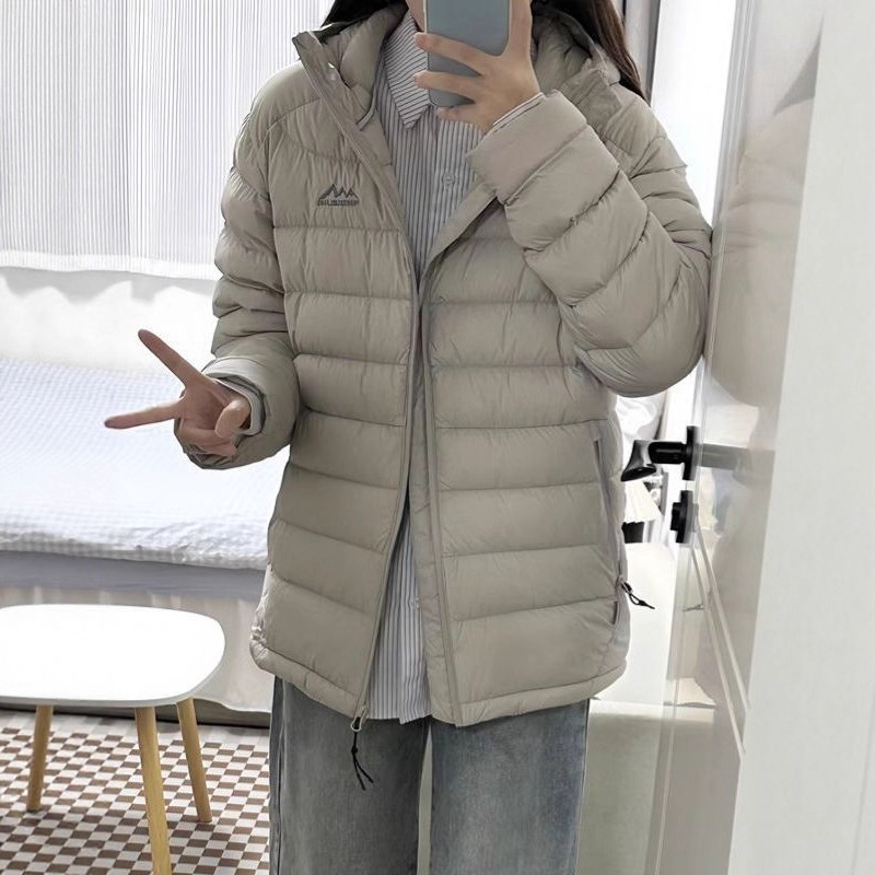 排骨轻薄棉服女短款2025年新款休闲运动简约连帽纯色冬季棉袄外套|undefined