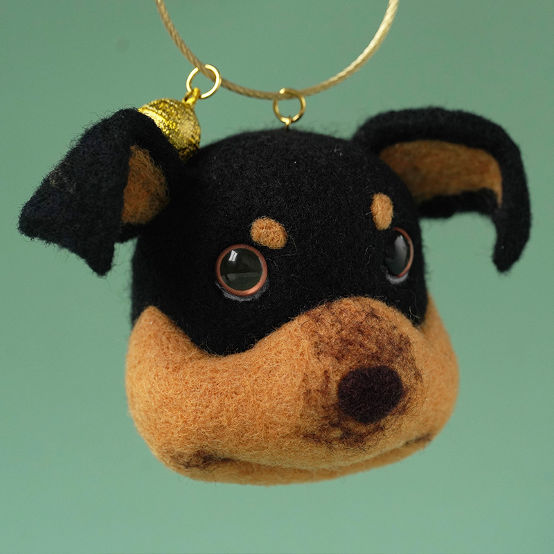 Bee Dog Wool Felt Poke Le Honey Dog Handmade diy Material Bag Keychain Cartoon Cute Doll Gift