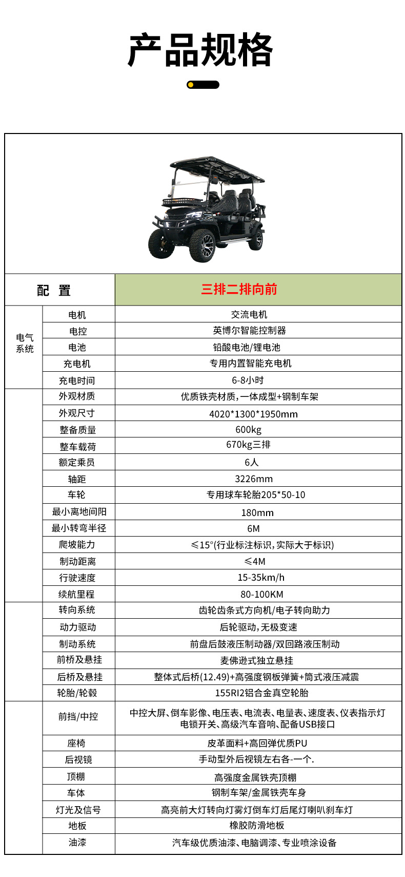 Electric Sightseeing Car, Golf Cart, Off-Road Electric Four-Wheel Sightseeing Shuttle Car, Reception and Patrol Vehicle