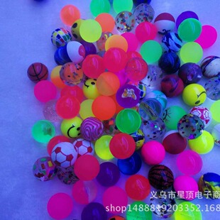 Xd04 Factory Direct Sales 27mm Mixed Bouncy Ball Kidsren's Toy Jumping Ball Printed Frosted One Dollar Gashapon