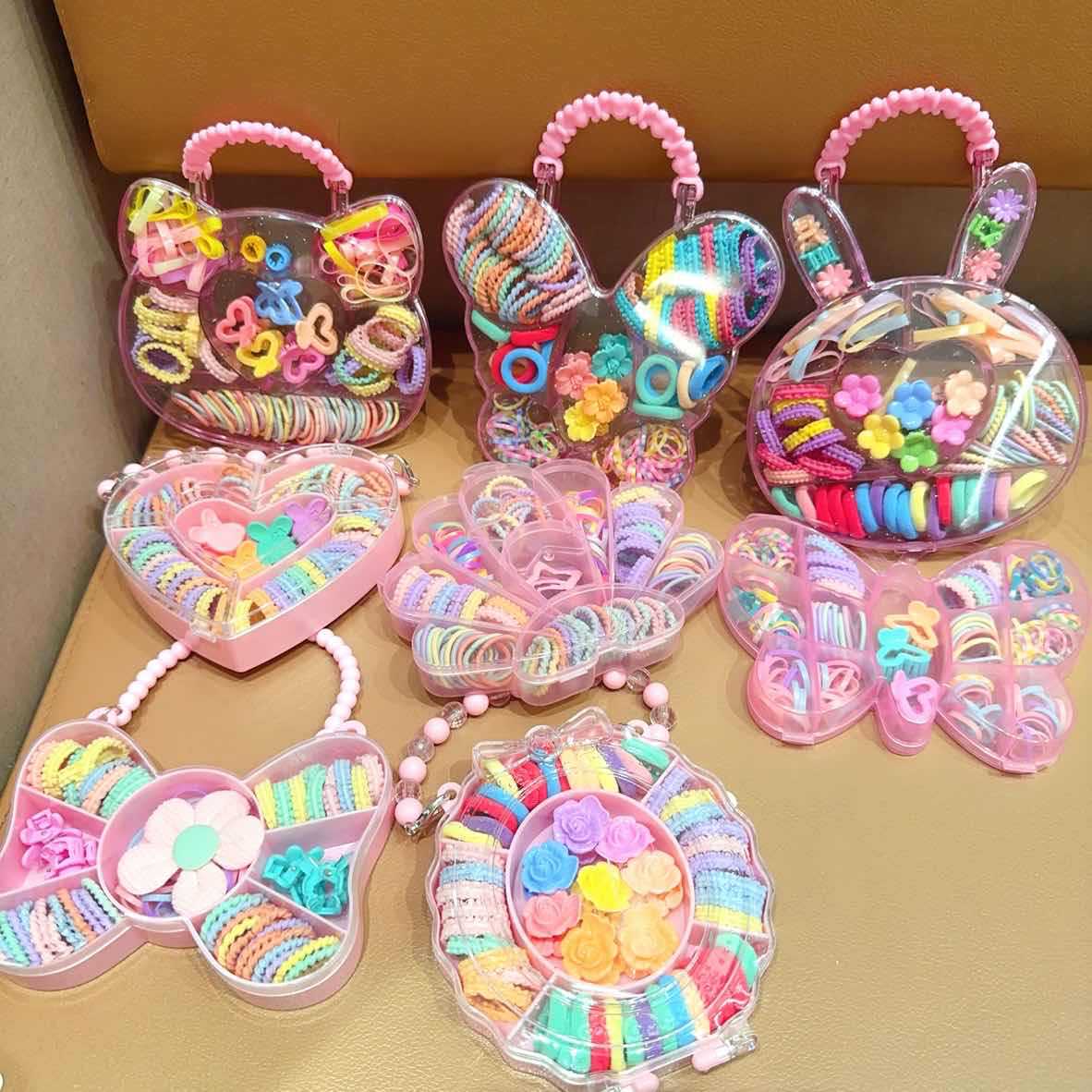 Set de combinación clip mariposa y anillos de toalla, gomas elásticas sin costuras – estilo coreano nuevo.