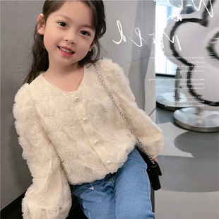 New shirt spring foreign-style gauze children's cardigan coat large children's spring and autumn fairy children's jacket wholesale 6