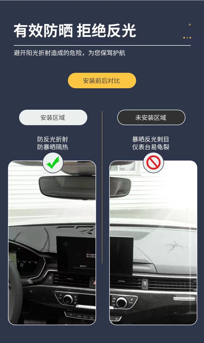 Car dashboard sunshade, interior decoration, center console heat insulation and sun protection, front desk mat