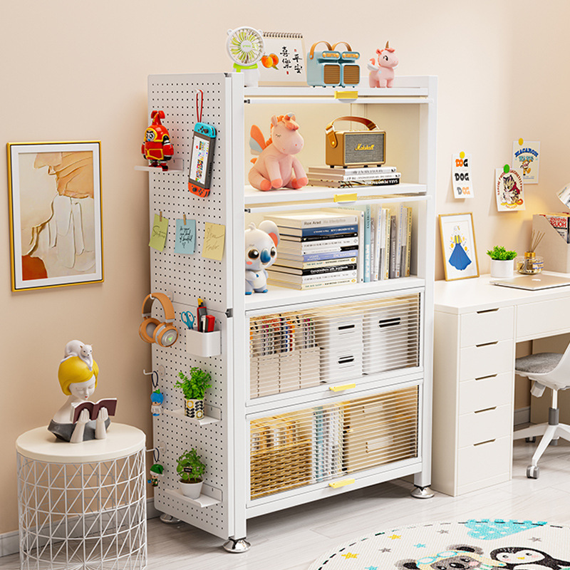 Gabinete de acero doméstico con puerta para niños estantería de libros a prueba de polvo Gabinete de exhibición armario de almacenamiento de hierro fundido multicapa