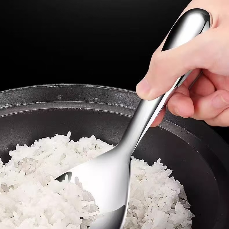 長柄大型しゃもじ ステンレスしゃもじ 家庭用スプーン 大きなスプーン ノンスティックしゃもじ 食事の提供用|undefined