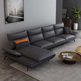 轻奢沙发现代简约仿真皮沙发客厅组合意式极简转角小户型皮沙发