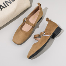 韓版復古平底單鞋女2025春秋新款粗跟芭蕾舞瑪麗珍配裙子晚晚瓢鞋