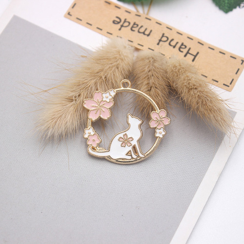 Xipeng diy cartoon pink garland cat and rabbit alloy keychain jewelry accessories pendant pendant