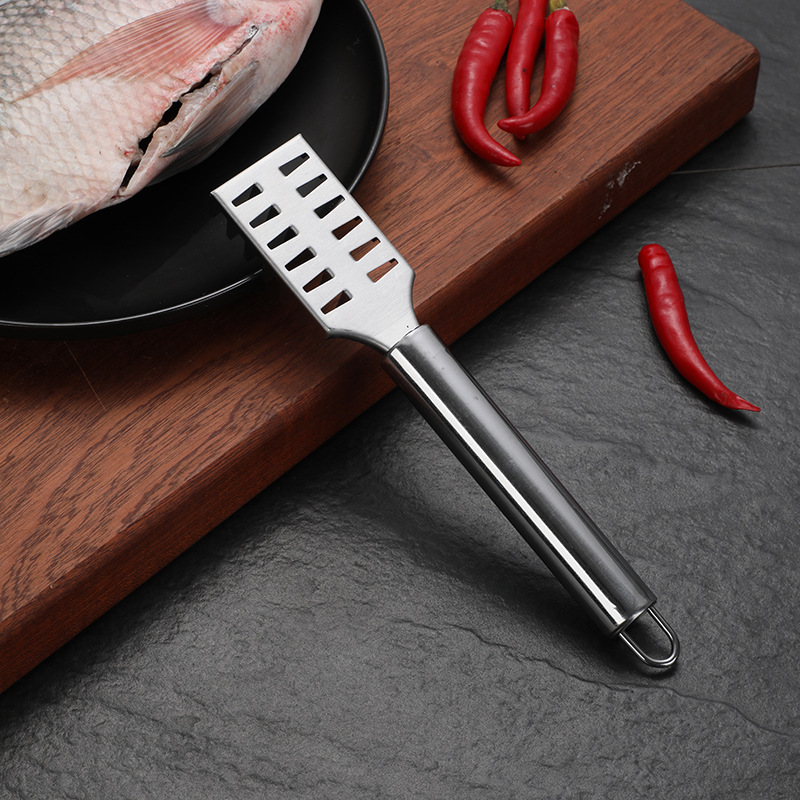 Cepillo de escala de pescado de acero inoxidable raspador de escala doméstica multifunción eliminación de la escala y vientre rompiendo cepilladora cocina herramienta para matar peces cepillo de escala
