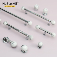 法式衣櫃拉手黃銅鍍鉻大理石白松亮銀色中古風圓球單孔櫥櫃門把手