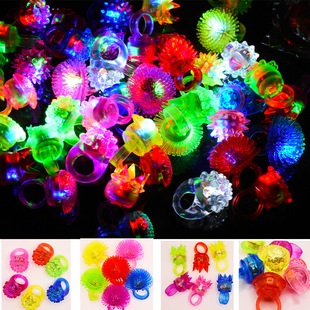 Strawberry ring light LED fluorescent ring finger light flash silicone ring Amazon special supply