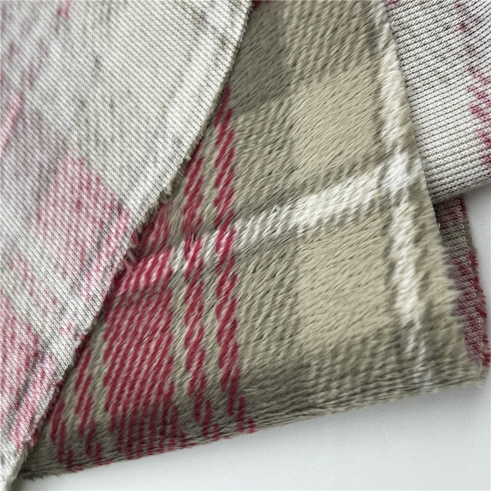 销售短毛印花格子绒布 家纺面料 150门幅