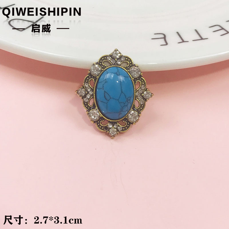 启威长方形花盘珍珠钻五角diy材料 水钻扣鞋包包花配饰  合金配件|undefined
