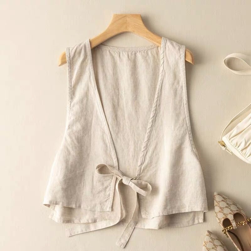 Linen Vest with an Artistic Retro Style, Loose Design, Niche Fashion, 2026 Summer New Cotton-Linen Vest for Women Linen Vest with an Artistic Retro Style, Loose Design, Niche Fashion, 2026 Summer New Cotton-Linen Vest for Women