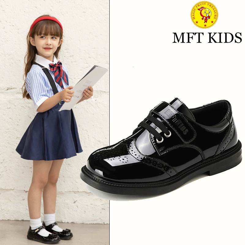 Кожаная обувь для девочек. Лето 2024, новый стиль, средняя и большая детская модная обувь принцессы в британском стиле. Детские туфли в клетку с нескользящей мягкой подошвой.