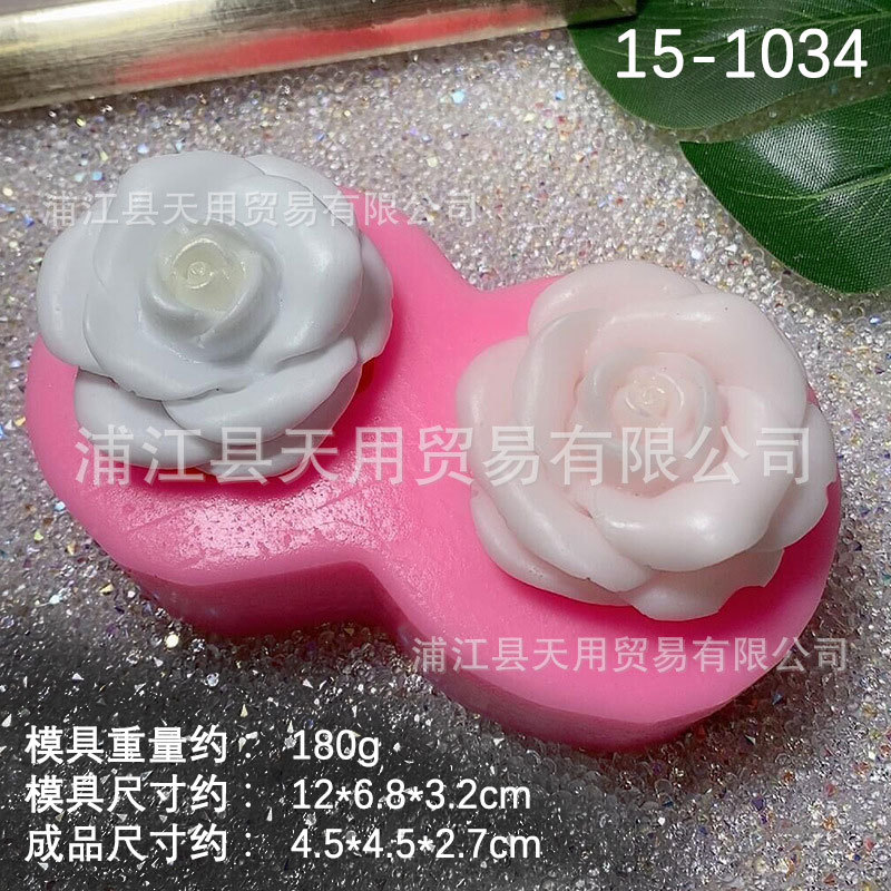 DIY cristal epoxi doble Rosa flor silicona molde fondant molde epoxi yeso decoración de la tabla accesorios decoración del molde