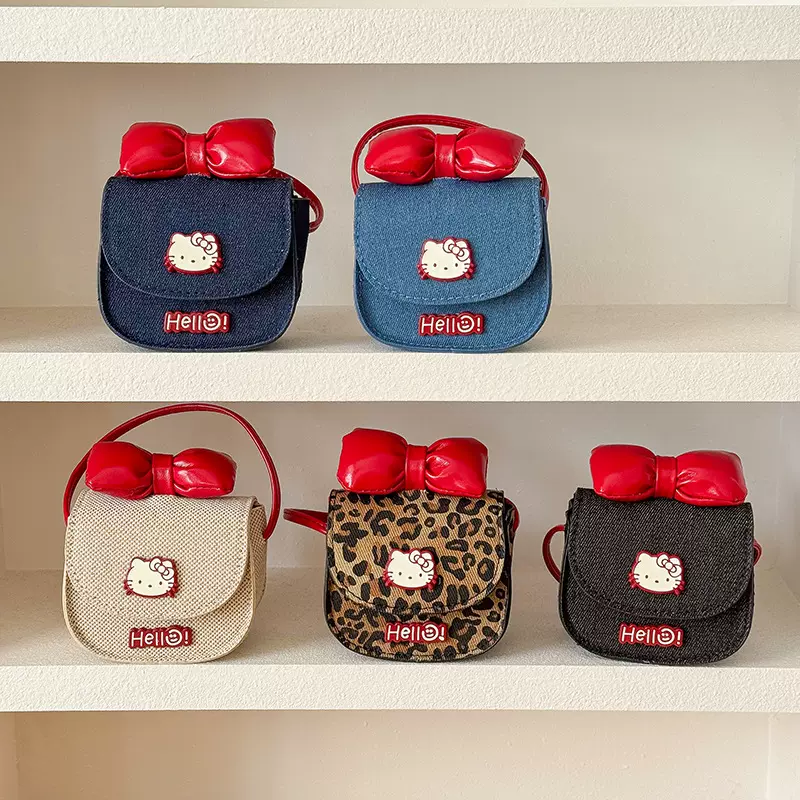 2025冬季新款时尚儿童包蝴蝶结斜挎包可爱猫咪亲子穿搭配饰零钱包