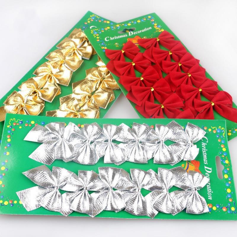 Christmas daily necessities Christmas tree decoration bow 5.5cm red bow 12 packing flocking knot