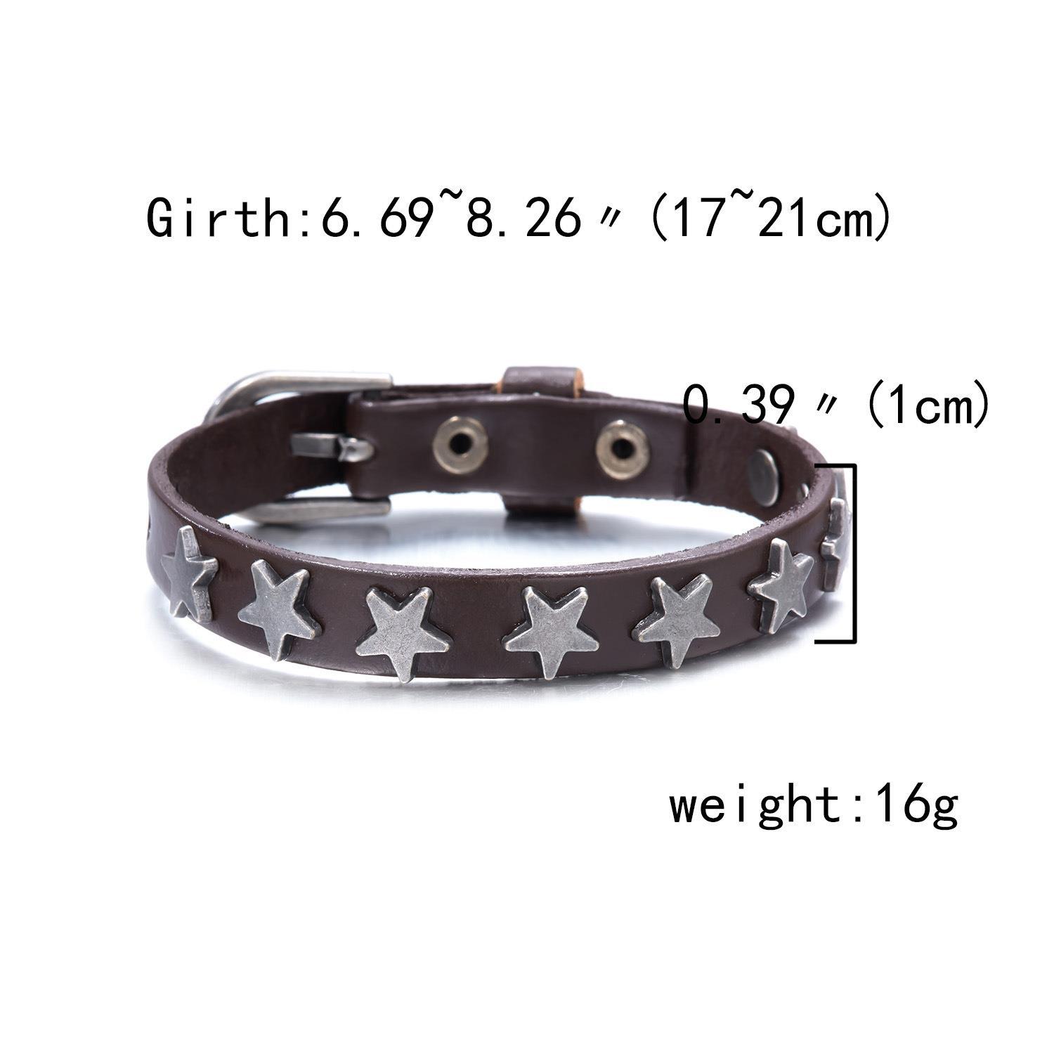 20g Weight Bangle Classification 1 Piece Quantity Daily, Street Occasion Pu Leather Material Star Pattern Men's Gender Punk, Simple Style Style Punk Simple Style Star Pu Leather Men's Bangle Men Cord & Leather Bracelets 2