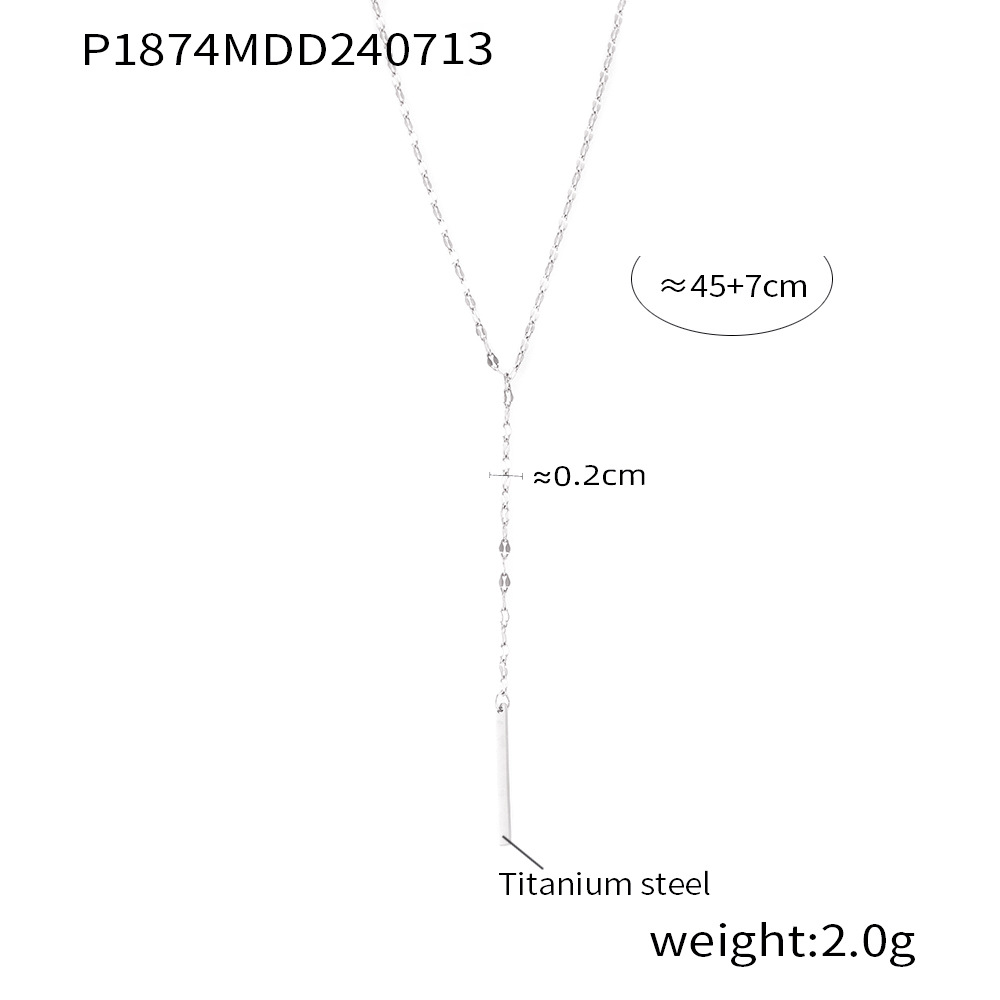 Versión coreana de elementos geométricos simples, colgante de anillo, collar de borla en forma de Y, se puede apilar para usar, viento frío, acero de titanio, cuello chapado en oro