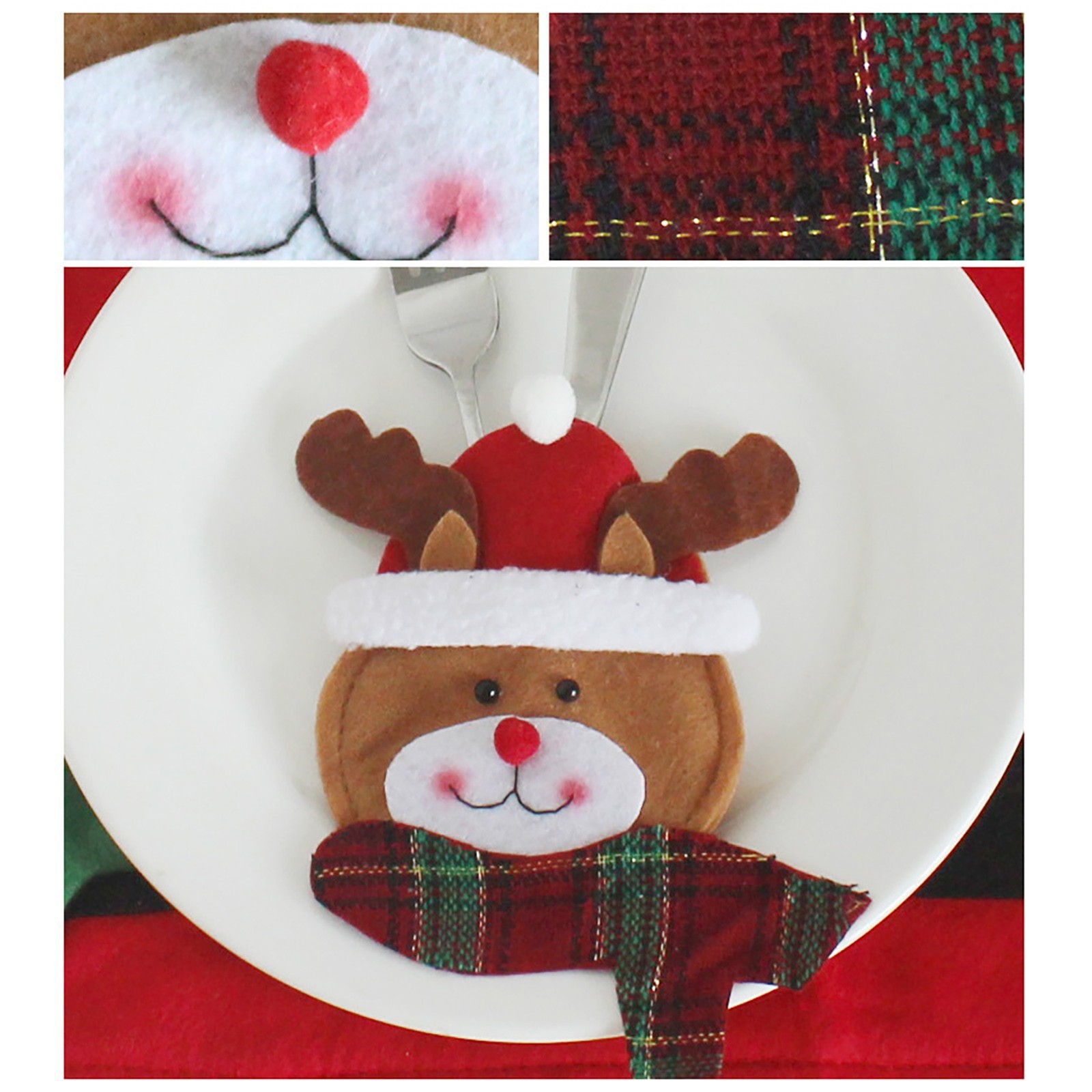 Decoración navideña Navidad creativa decoración de mesa navideña conjunto de vajilla navideña muñeco de nieve cuchillo y tenedor conjunto
